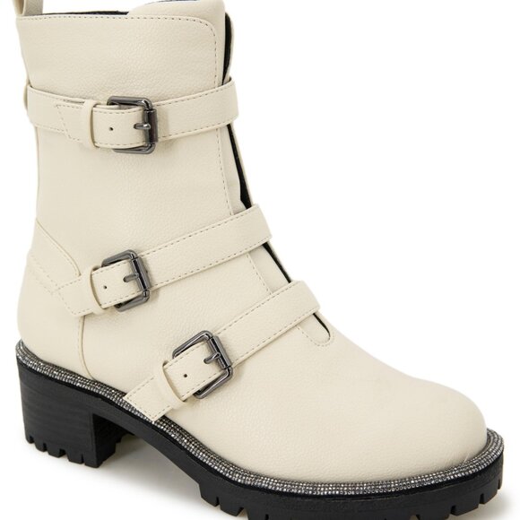 Kenneth Cole Reaction Women's Tate Biker Jewel Lug Sole Booties - Picture 1 of 1